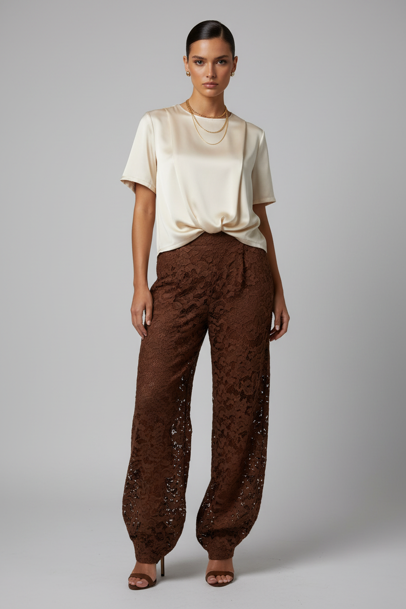 Cream Satin Top